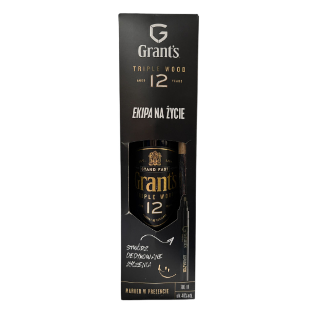 Whisky Grant's Triple Wood 12 YO + pisak 40% 700 ml