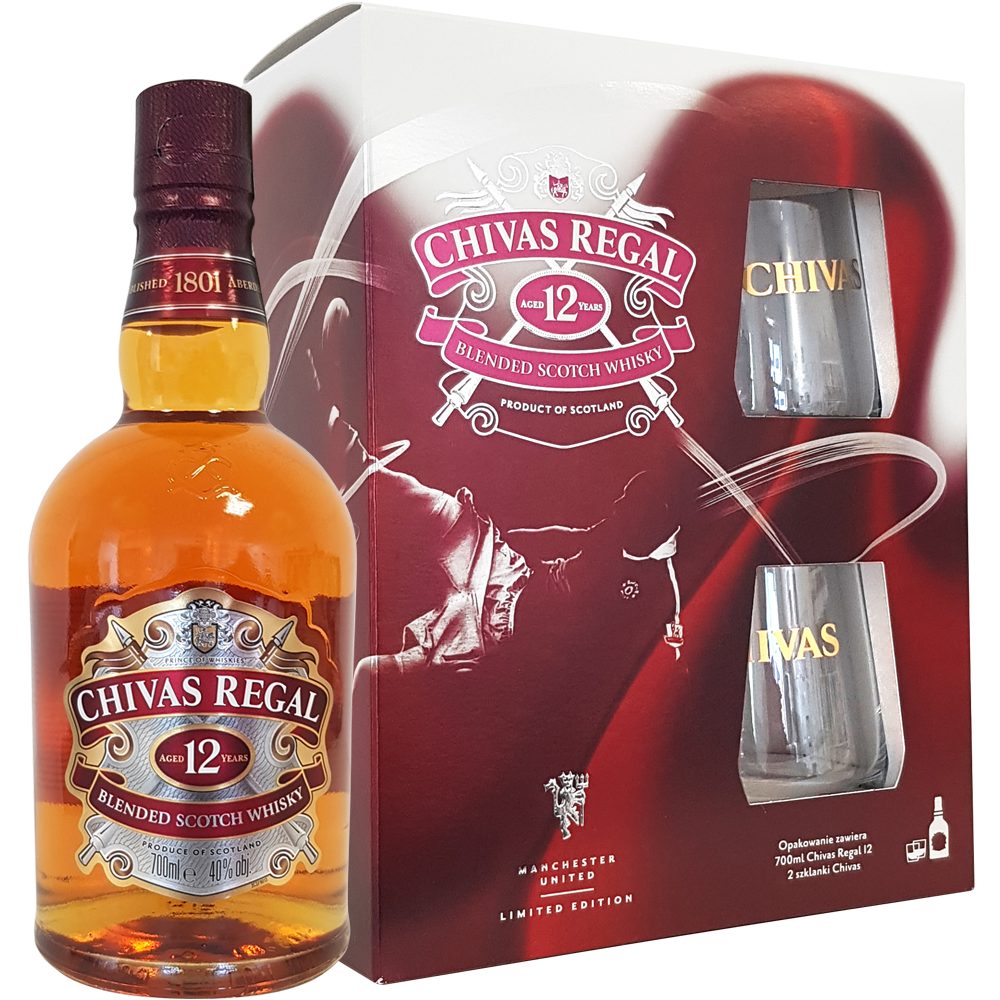 Whisky Chivas Regal 12 YO + 2 szklanki 40% 700 ml